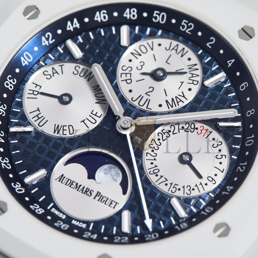 audemars P*g*et royal oak white ceramic perpetual calendar moon phase watch 26579cb.oo.1225cb.01